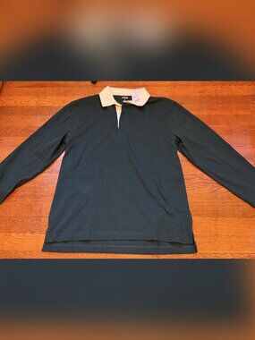 J.Crew Factory 100% Cotton Rugby Shirt Dark Forest Green Men's S NWT